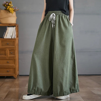Summer Washed High Waist Wide Leg Jeans Slimming Lantern Pants Casual Trousers Skirts for plus Size Women Thin Cotton Polyest...