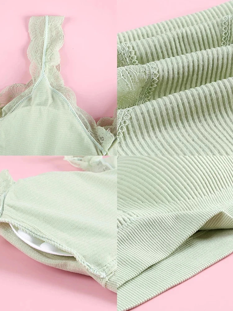 Sexy Lace Lingerie Set Padded Bra Set Without Steel Ring Solid Women's Underwear Brassiere Comfortable Fitness Crop Top