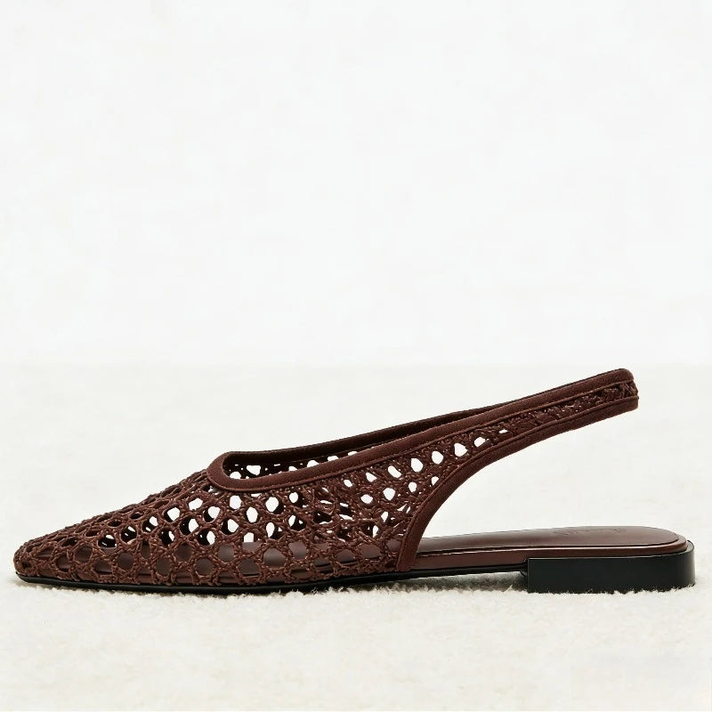 Mesh Weave Cutout Flat Sandals Women Summer 2026 Light Comfortable Slingback Flats Shoe Designer Luxury Beach Sandals Breathable