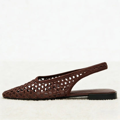 Mesh Weave Cutout Flat Sandals Women Summer 2026 Light Comfortable Slingback Flats Shoe Designer Luxury Beach Sandals Breathable