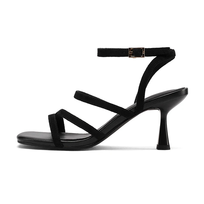 SmallHut New 2026 Trend Ankle Strap Sandals Summer Women Sexy Lady High Heel Red Black Light-Yellow Beige Apricot Buckle Sandals