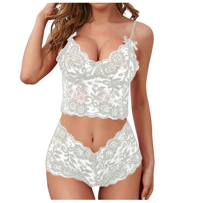 Women's Lingerie Set Sexy Lace Underwear See Through Bikini Erotic Bra for Ladies Low-waisted Thong Solid Color Erotic Lingerie