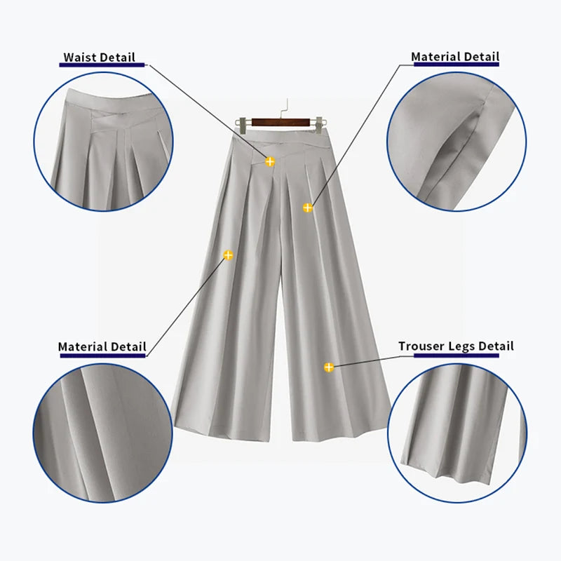 Elegant ZANZEA  Women Pants Summer Spring Wide Leg Pants Loose Thin Long Trousers OL Work Party Bottoms Streetwear Oversize
