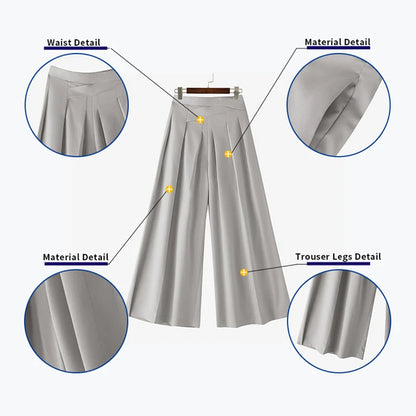 Elegant ZANZEA  Women Pants Summer Spring Wide Leg Pants Loose Thin Long Trousers OL Work Party Bottoms Streetwear Oversize