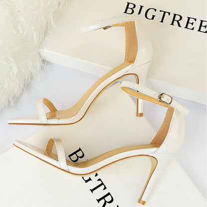 BIGTREE Shoes Women 8 Cm 11 Cm Heels Sandals Summer Women Sandals Fashion Kitten Heels Stilettos Patent Leather High Heels 2026