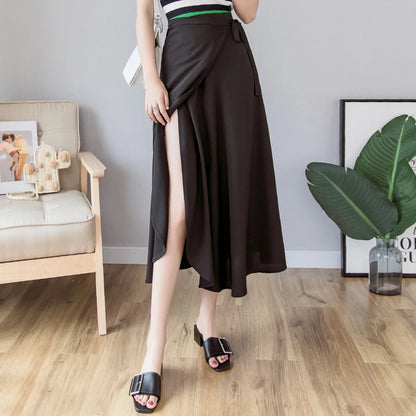 Vacation Style Wrap Skirt Beachside Long Skirt Women's High Waist A-Line Midi Skirt Floral Print One-Piece Summer Spring