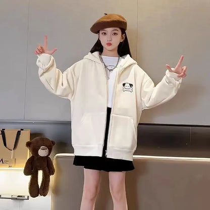 Girls' 2025 New Spring/Autumn Stylish Pochacco Long Ears Hooded Thickened Sweatshirt - Kids' Top
