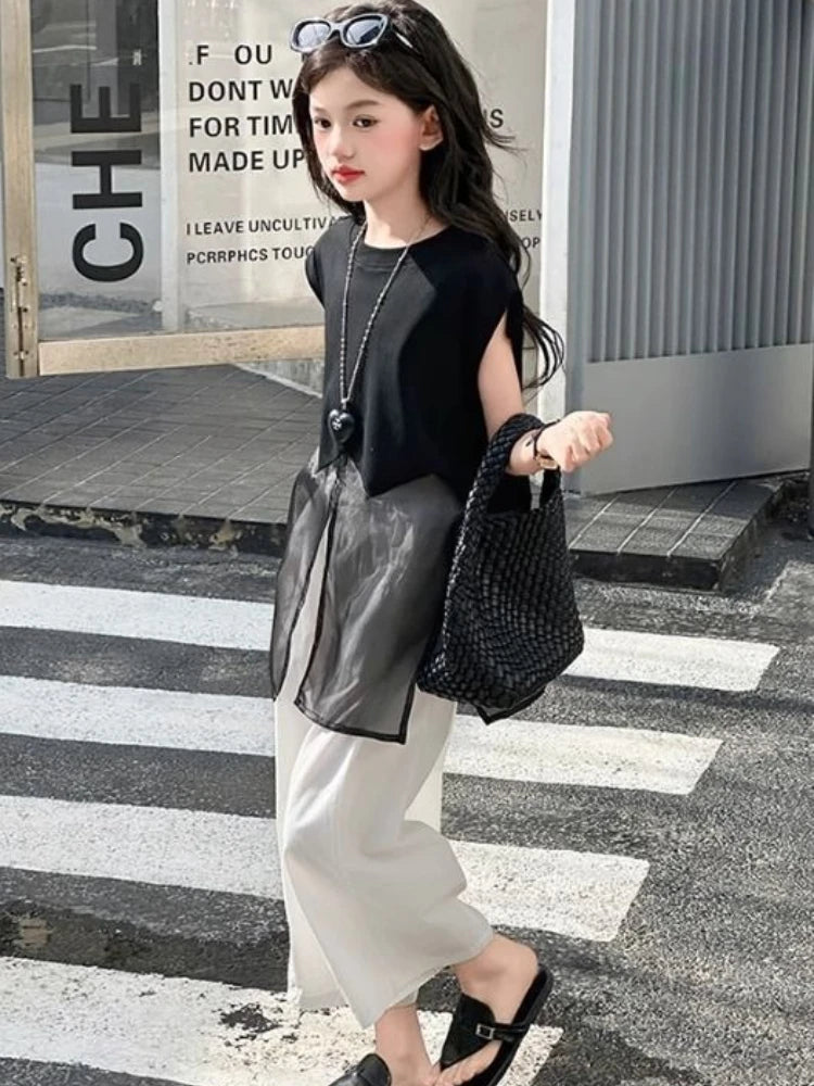 Little Girl Clothes Summer Children's Clothing Setup Child Girls Girls' 2025 New Kids Fashion Outfit Outdoor Sets Suit Korean