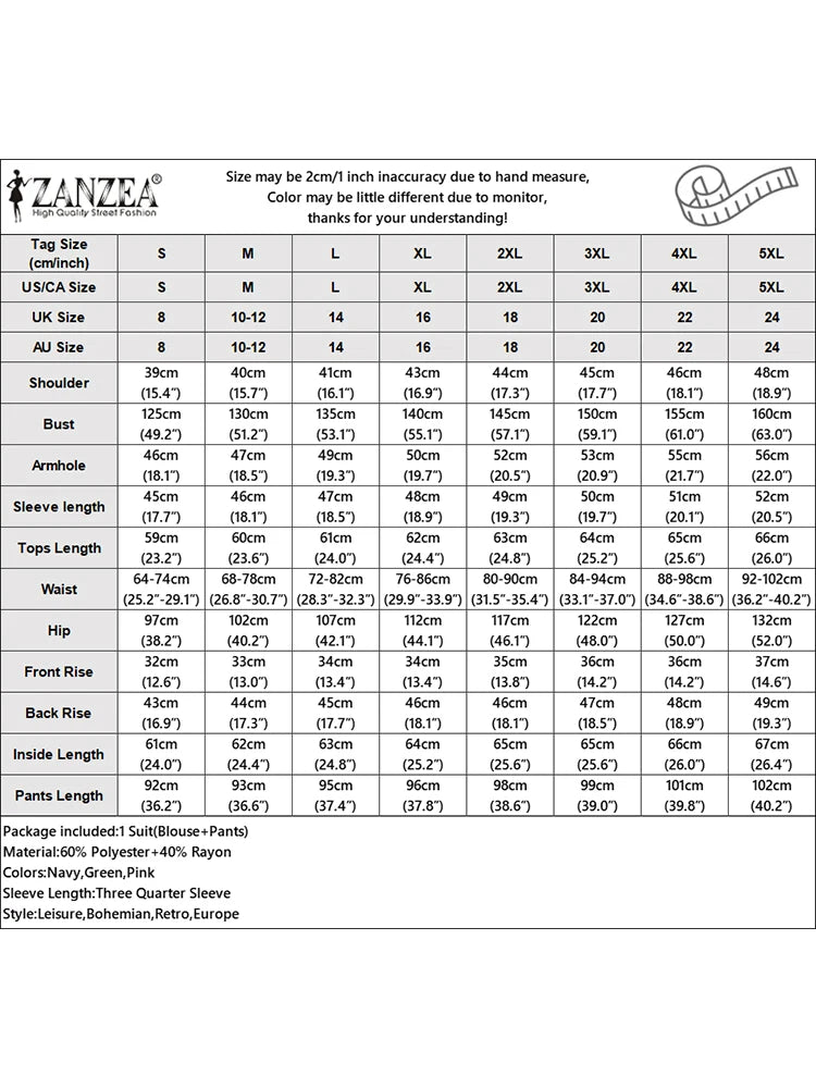 ZANZEA Stylish Autumn 2 Piece Sets Office Stripe Tracksuit Women Elegant 3/4 Sleeve Blouse Pant Sets 2025 Casual OL Work Outfits