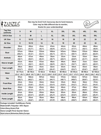 ZANZEA Stylish Autumn 2 Piece Sets Office Stripe Tracksuit Women Elegant 3/4 Sleeve Blouse Pant Sets 2025 Casual OL Work Outfits