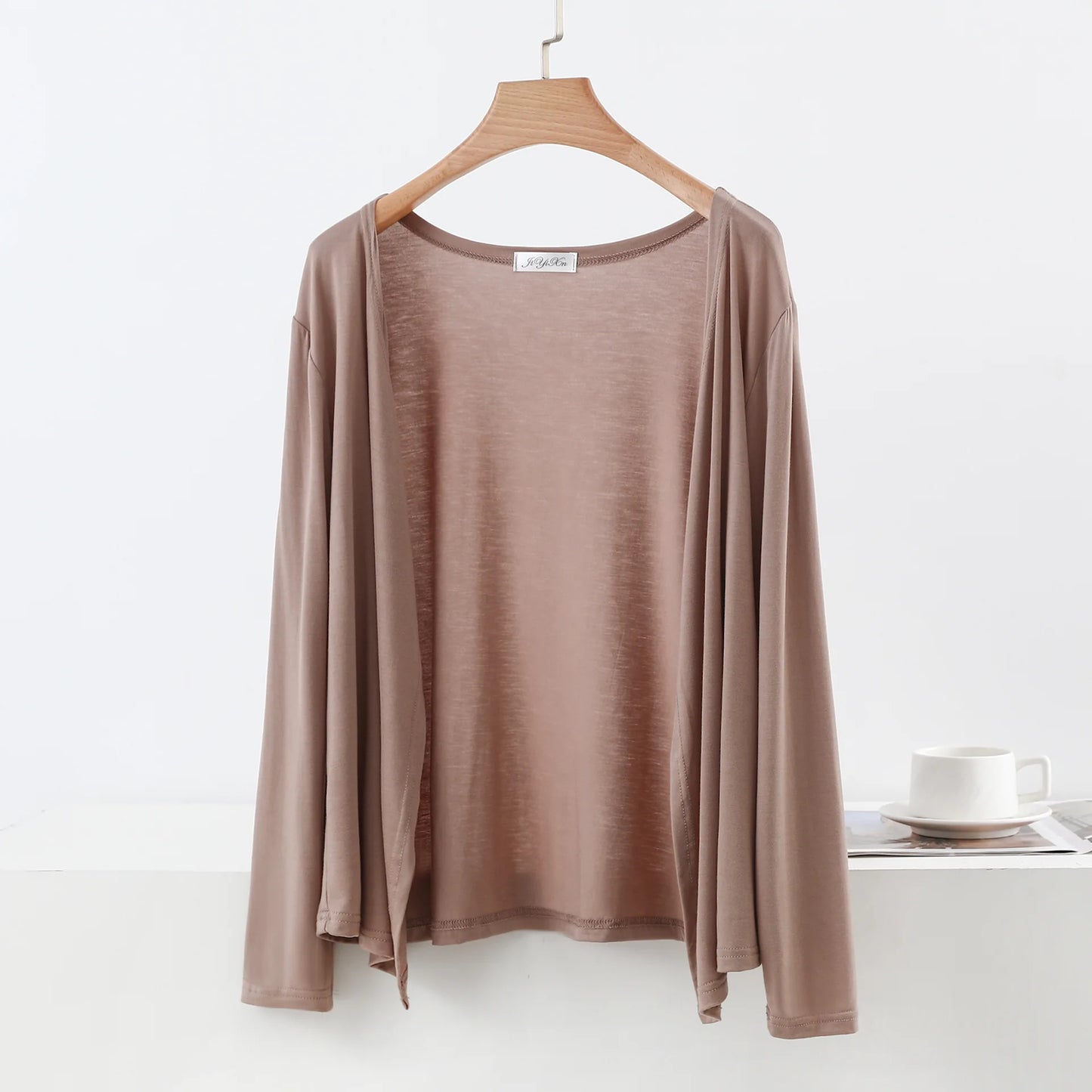 Plus size L to 6XL Women's Modal Cardigan Long sleeves shirt Sun Protection Loose Air-conditioned cover up front-open Tops