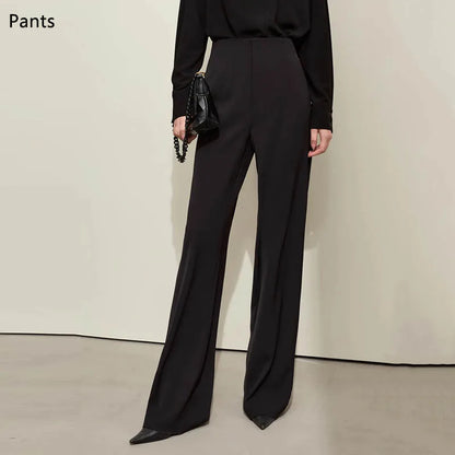 AMII Minimalism Women's Pants 2025 Autumn New Office Lady V-neck Loose Short Blazer Jacket Casual Solid Pants Separate 12441110