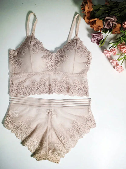 Lace Women Bra Panties Set Crop Top Bra Sexy Transparent Bra Push Up Lingerie Set Female Bralette Underwear Set