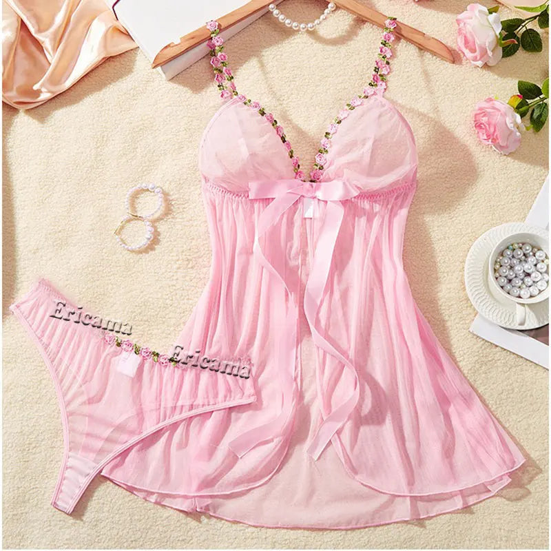 Sexy Lingerie Set Women Erotic Bra Nightdress Sexy Lace Sleepwear Slim Dresses Pajamas Nightgown Nightwear Sleepwear & Dresses