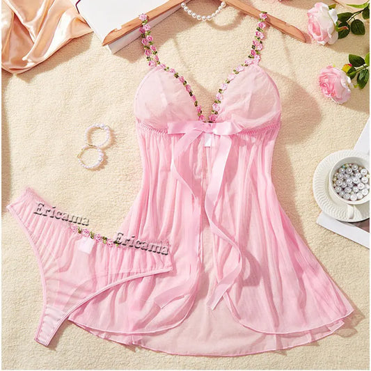 Sexy Lingerie Set Women Erotic Bra Nightdress Sexy Lace Sleepwear Slim Dresses Pajamas Nightgown Nightwear Sleepwear & Dresses