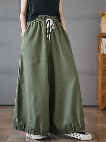 Summer Washed High Waist Wide Leg Jeans Slimming Lantern Pants Casual Trousers Skirts for plus Size Women Thin Cotton Polyest...