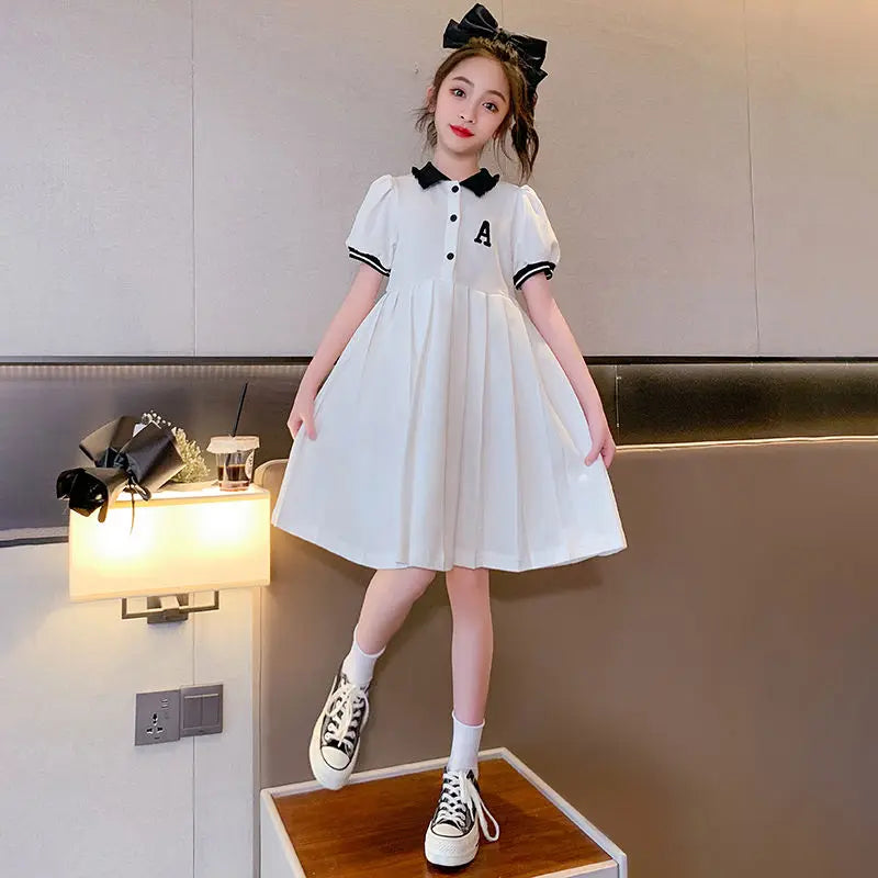 Polo Collar Women's Dress Child Girl Kids Dresses Girls Beautiful Elegant Girl's Clothes Party Luxury Girls' Evening Casual Kid