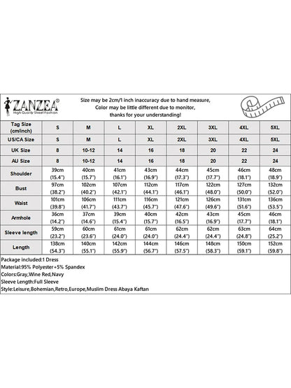 2025 Women Elegant Long Sleeve Printed Sundress ZANZEA Fashion Muslim Abaya Dress Eid Mubarek Robe Femme Turkey Kaftan Vestidos
