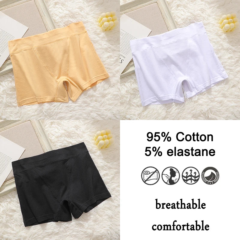 FINETOO 3Pcs Women Sexy Body Shaping Cotton Safety Boxer Shorts Skin Friendly Soft Cotton Fabric Panties Daily Wear Underwear