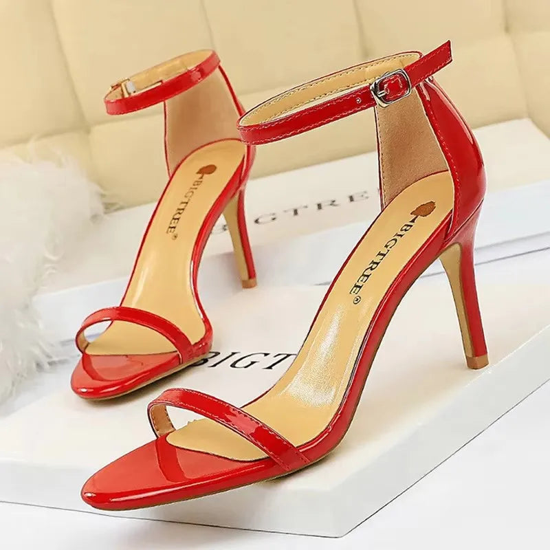 BIGTREE Shoes Super High Heels 11cm Women Shoes Patent Leather Woman Pumps Sexy Women Heels Stiletto Open Toe Ladies Shoes 2026