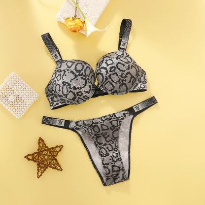 Victoria Secret Shine Script Thong Panty Very Sexy Logo Shine Strap Gradient Rhinestone Push Up Bra Set Women Hot