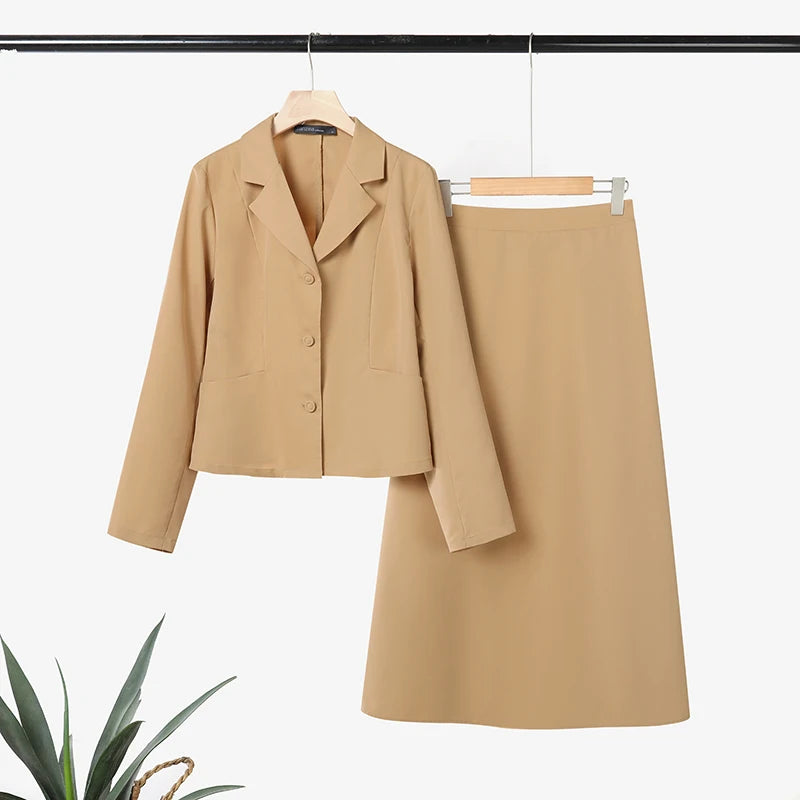 2026 ZANZEA Spring Lapel Neck Long Sleeve Shirt Dress Sets Office Women 2 Pieces Sets Stylish Solid OL Outfits A Line Skirt Suit