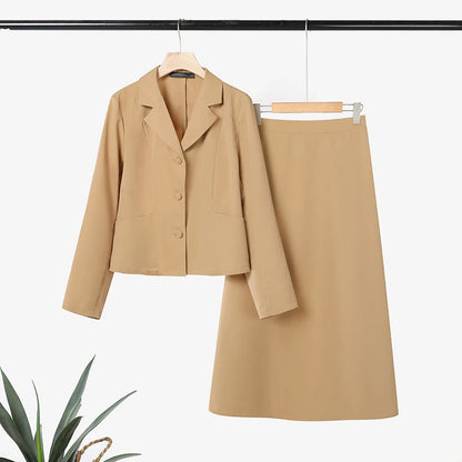 2026 ZANZEA Spring Lapel Neck Long Sleeve Shirt Dress Sets Office Women 2 Pieces Sets Stylish Solid OL Outfits A Line Skirt Suit