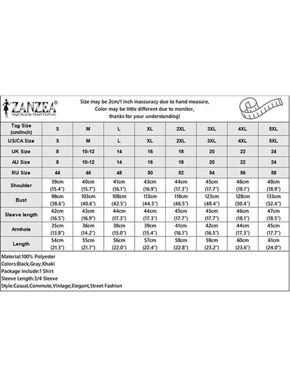ZANZEA Elegant Women's Floral Printed Chiffon Sleeves Blouses Casual Lace Trim O-Neck 3/4 Sleeve Loose Tops Spring Woman Clothes
