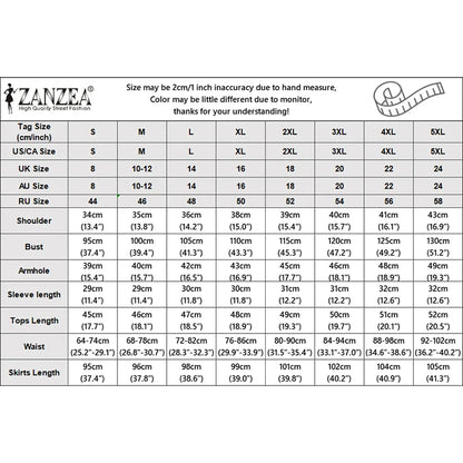 ZANZEA Women's Summer Casual Skirt Suits Openwork Embroidered Short Sleeve Tops and A-Line Long Skirts 2 Pieces Sets Outfits 3XL