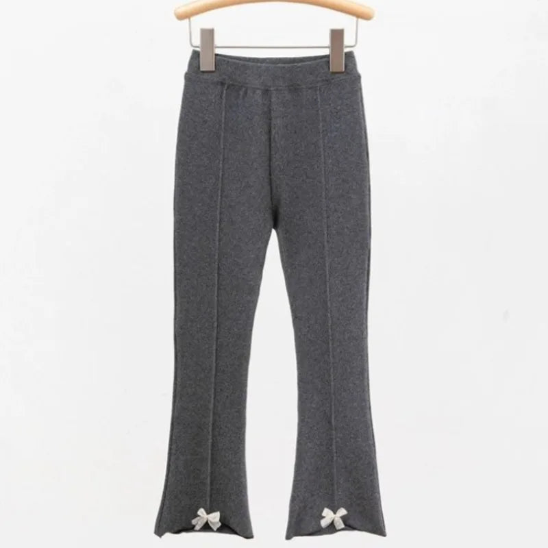 2026 New Girls' 100% Cotton Micro Flare Wide Leg Tights Loose Fit Children's Bottoms for Spring Fall