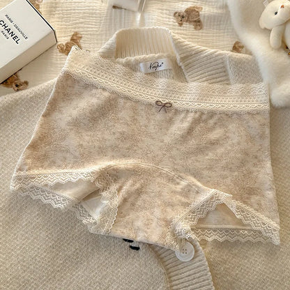 Cotton Women's Underwear Seamless Breathable Boxers Lace Mid-waist Boyshorts Ladies Sexy Lingerie Plus Size Japanese Boxer Short