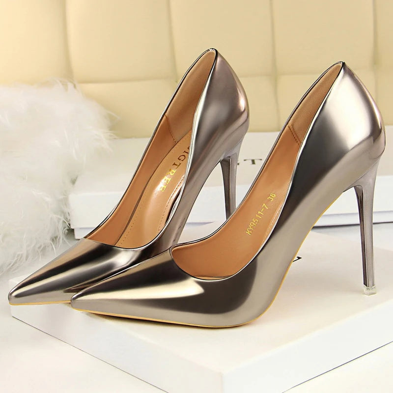 BIGTREE Shoes Classic Pumps Patent Leather Women Pumps Fashion Women Wedding Shoes High Heels Stiletto 10.5 cm 7.5 cm Lady Shoes