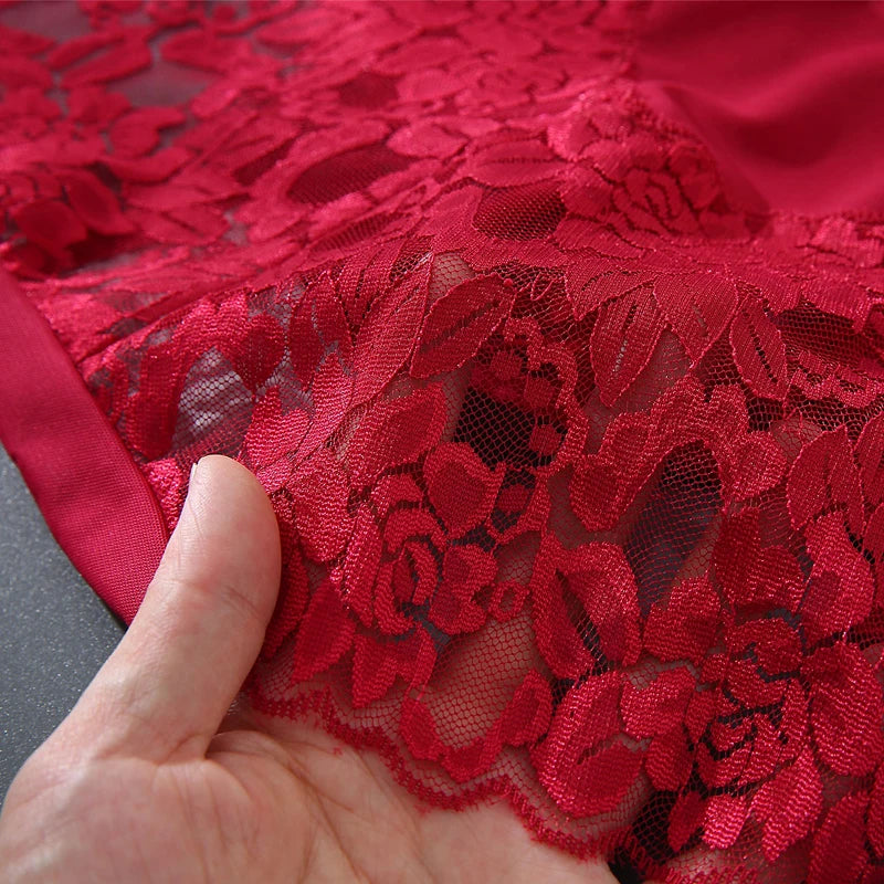 Women's High Waist Lace Shorts, Sexy Breathable Super Stretchy Underwear, Solid Color Fashion Women's Clothing, 3 Pieces