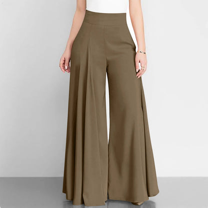 Women's Thin Trousers Zipper Wide Legs Solid Color High Waist Elegant Spring Office Commuting Simple Versatile Casual Pants