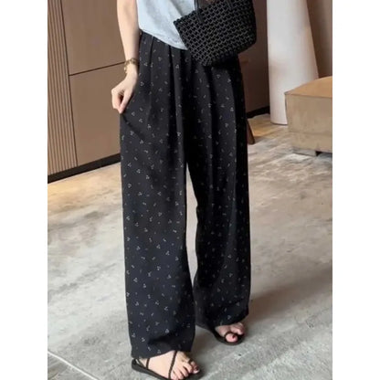 Women's Floral Print High Waist Wide Leg Pants Loose Casual Summer Trousers