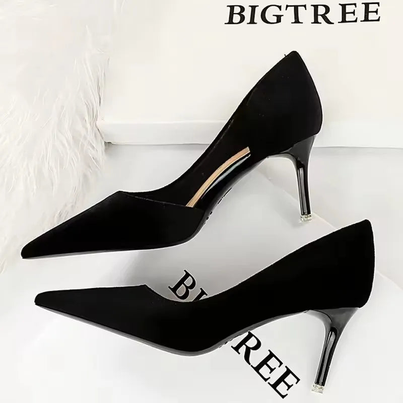 BIGTREE Shoes Purple Women Pumps Design Suede High Heels Sexy Party Shoes Stilettos Lady Heels Luxury Pumps Shoes Large Size 43