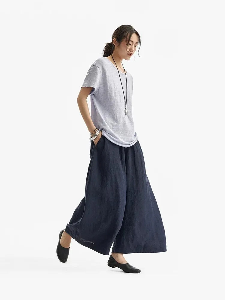 Walking with the Wind~ Linen Wide-Leg Pants, Cropped Pants, Plus-Size Loose Skirt Pants, Casual Women's Pants, New Summer Style