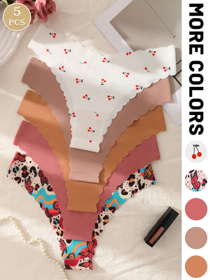 5pcs Women's Low-Waist Panties, Soft and Comfortable Triangle Underwear, Suitable for Sports and Daily Wear