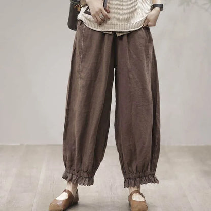 Cotton Linen Pants Women Lantern Pants Vintage Harajuku Korean Fashion Elastic Waist Trousers Women Loose Casual Gothic Clothes