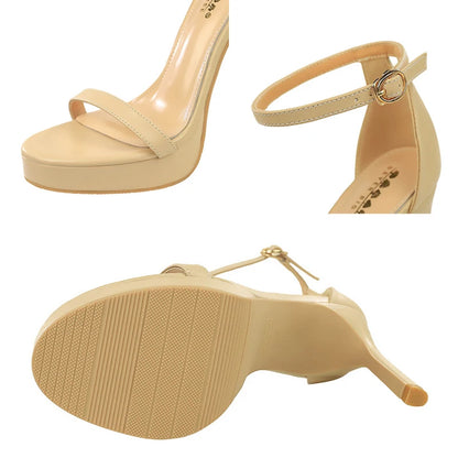 BIGTREE Shoes Summer High-Heeled Sandals Women's Shoes Sexy Party Shoes Peep-Toe High Heels Stiletto 11 CM Buckle Ladies Shoes