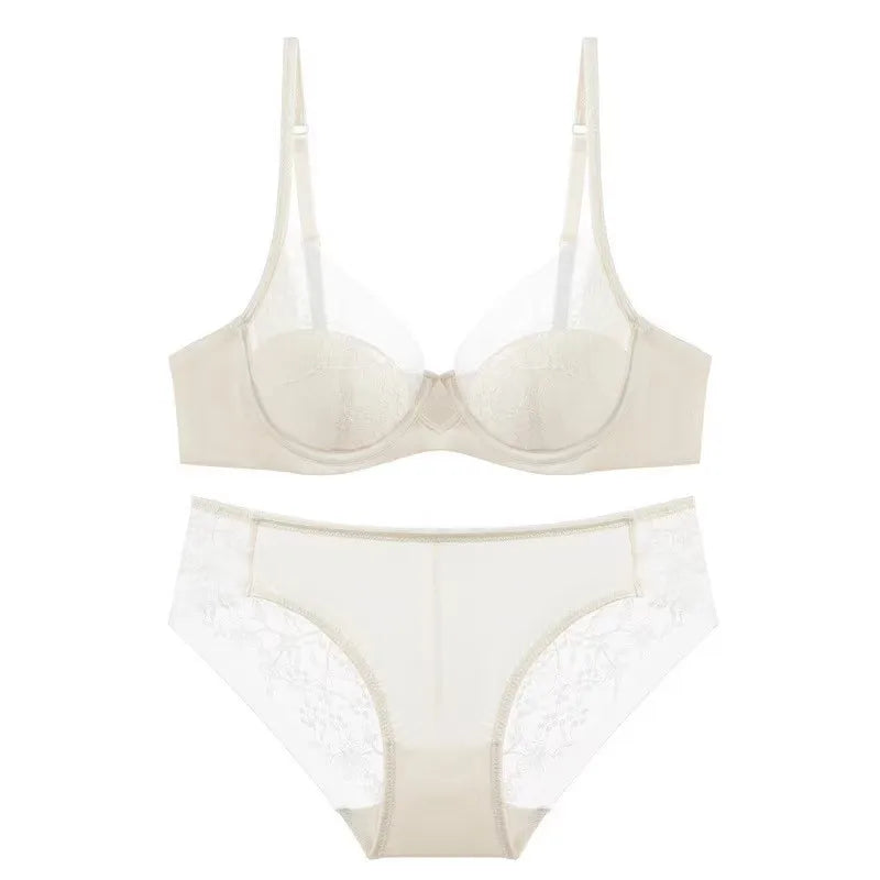 Wedding Dress Bra Set Women Red Birth Year Small Bust Soft Underwire Gathered Thin Lingerie Underwear Suit S-XL Fashion New