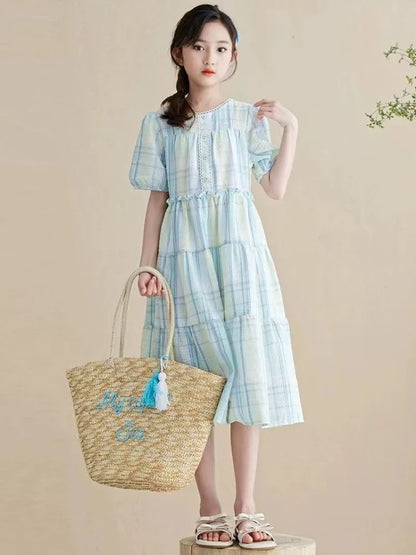 Lightweight Cotton Fabric Girls Party Dresses 2025 Kids Clothes 10 12 Years Dress Vintage Luxury Girl Pink Sets for Children Old