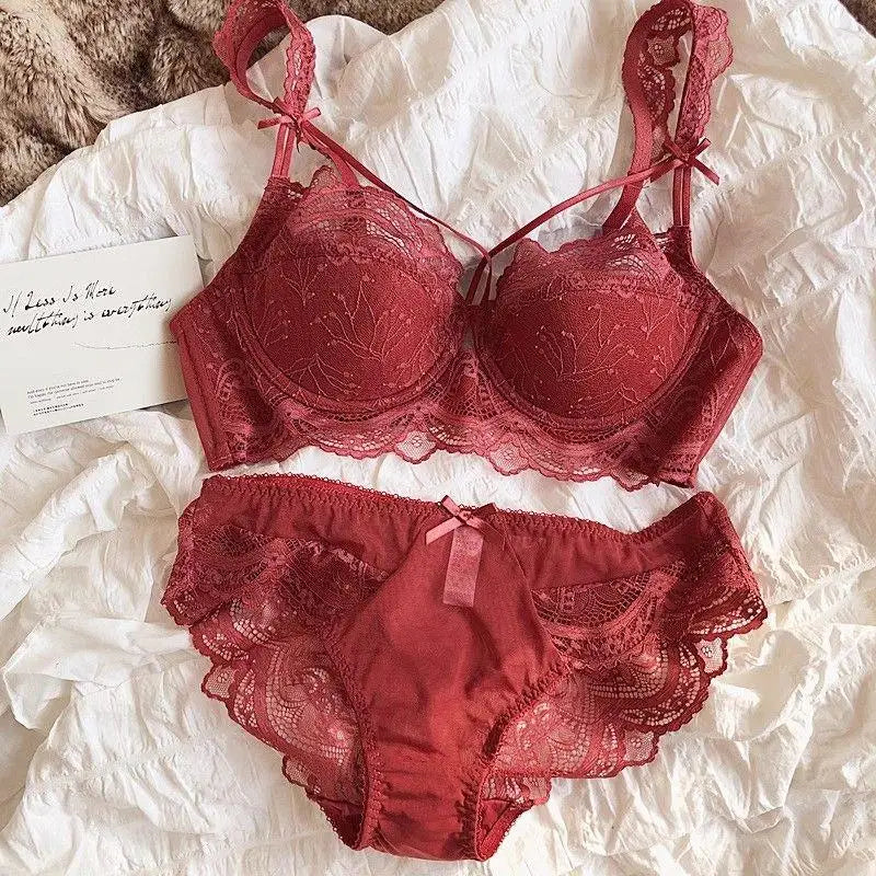 MOYISU Adjustable Lace Bralette for Small Chest Bra Set Removable Straps & Thin Padding Soft Wire Comfort Muslim Girls Underwear