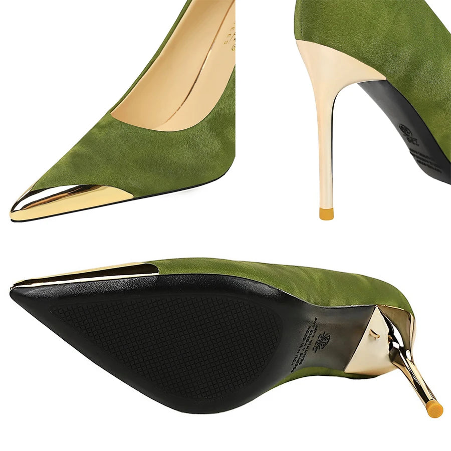 BIGTREE Shoes Metal Pointed Tip Women Pumps Stilettos Heels 10 cm Luxury High Heels Luxury Banquet Shoes Sexy Party Shoes 2026