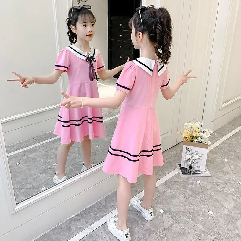 Preppy Style Loose Fit Slimming for Little Girls Child Girl Clothes From 8 12 Years Old Luxury Dresses Casual 2025 Children Kids