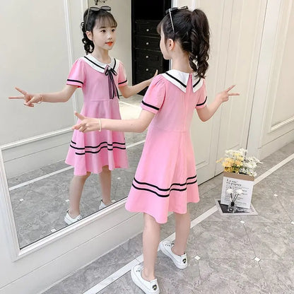 Preppy Style Loose Fit Slimming for Little Girls Child Girl Clothes From 8 12 Years Old Luxury Dresses Casual 2025 Children Kids