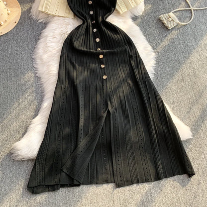 YuooMuoo Women Dress 2026 Spring and Summer Elegant Patchwork One-Piece Knitted Maxi Dress Office Lady Slim Waist Sweater Dress