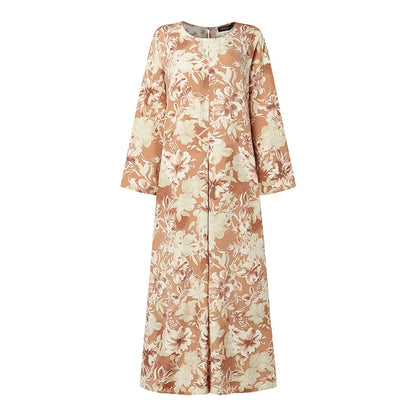 ZANZEA Modest Muslim Abaya Hijab Dress 2026 Fashion Women Long Sleeve Floral Printed Sundress Dubai Robe Femme Vestidos Ramadan