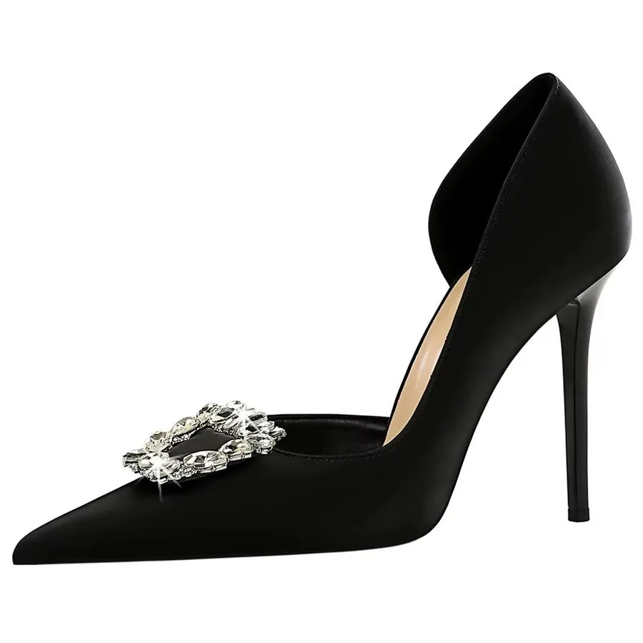 Luxury Heels 10.5 Cm Women Pumps Rhinestone Design High Heels Fashion Wedding Shoes Stilettos Sexy Party Shoes 10 Colour Pumps
