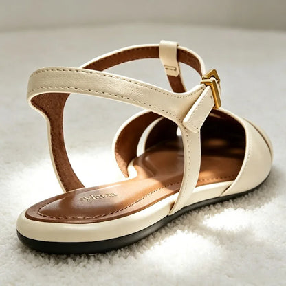 Fashion Hollow Cage-style Flat Sandals for Women Unique T-tied Ankle Strap Buckle Designer Shoes Roman-style Gladiator Sandals